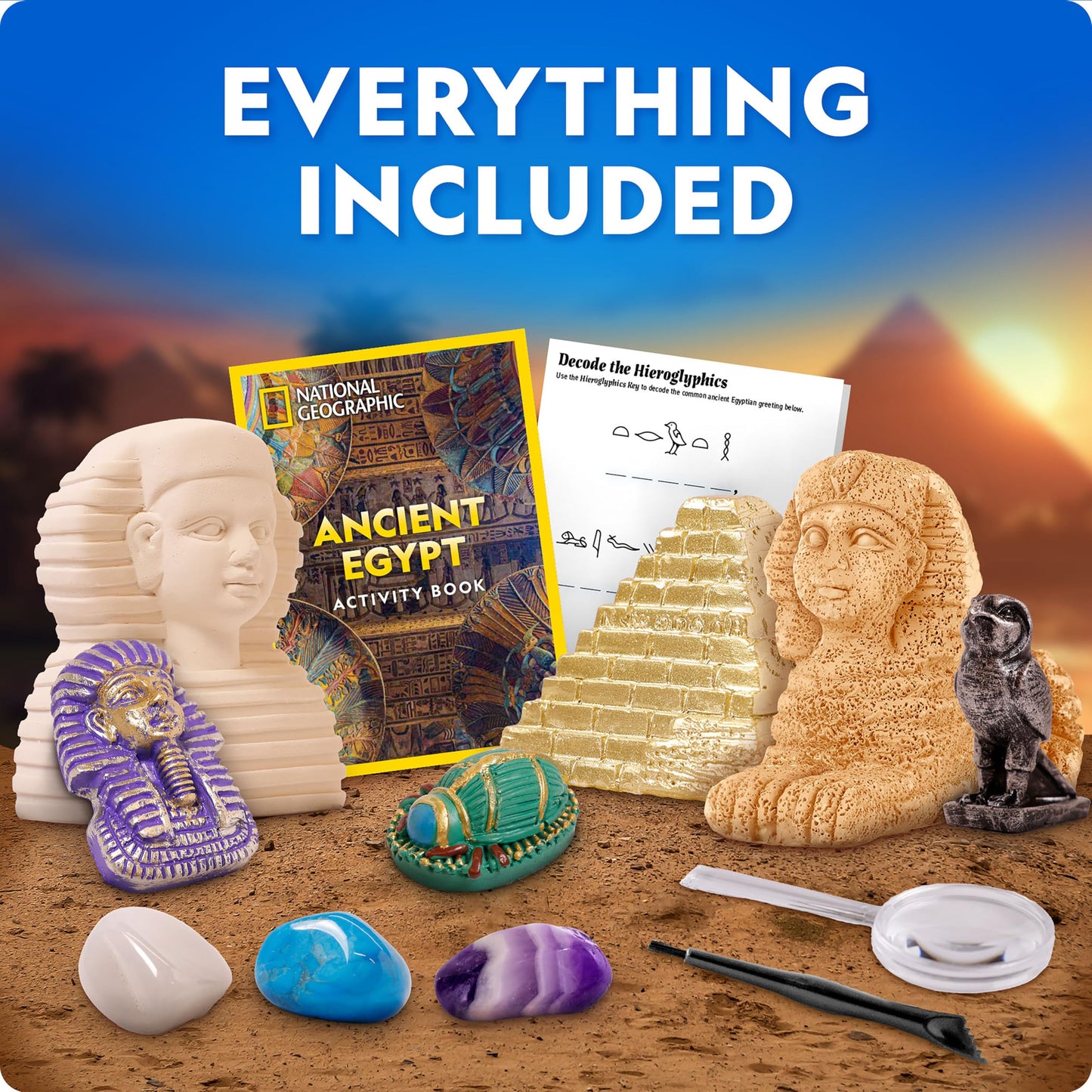 National Geographic Ancient Egypt Dig Kit with Gems and Replica Artifacts