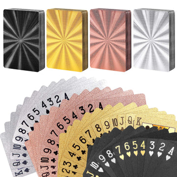 GORCHEN Playing Cards Waterproof Plastic Foil Poker Cards Set Magic Tricks Tool for Men Women Party Game Show Festival, Gold Silver Pink Black