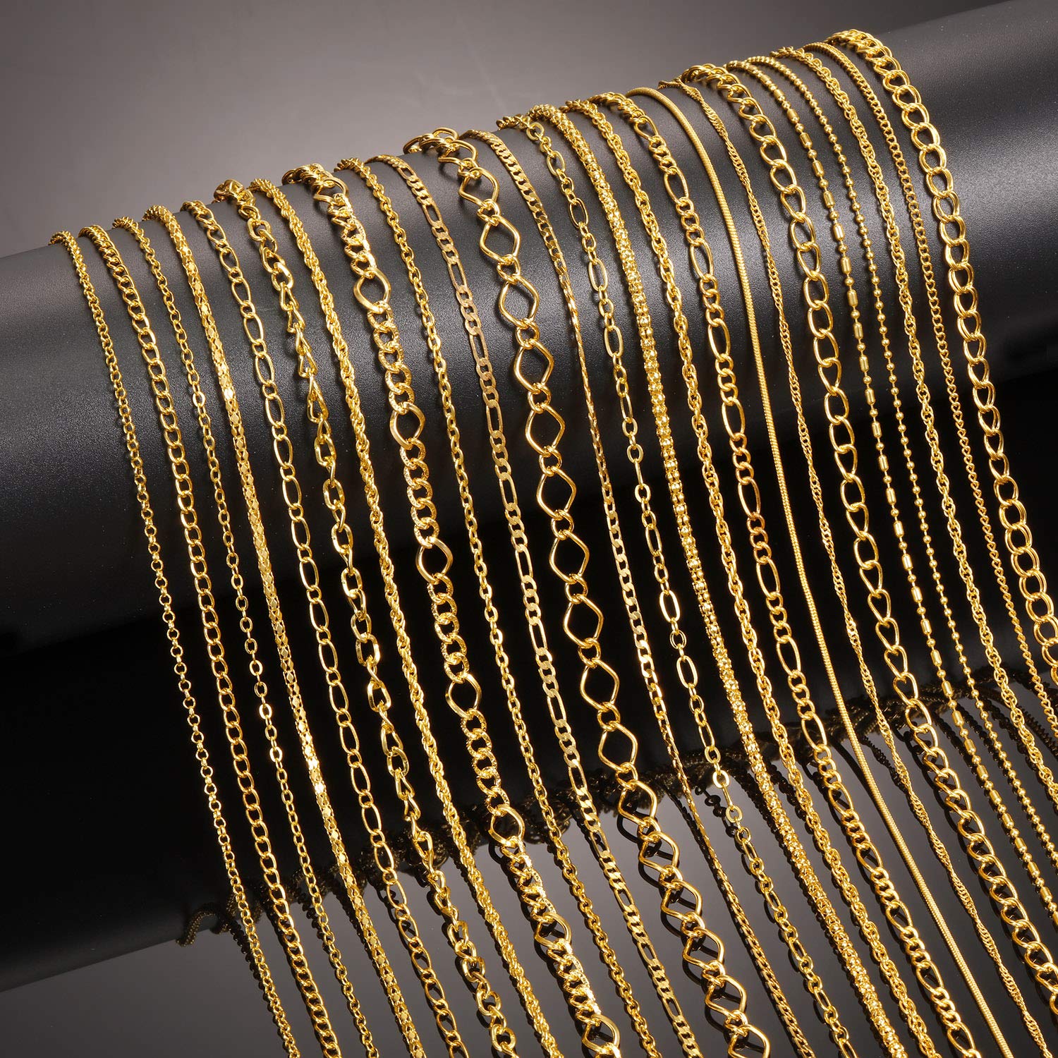 Blulu 24 Pcs Silver or Gold Plated DIY Chain Necklace for Jewelry Making Supplies and Craft(24 Inch,Gold)