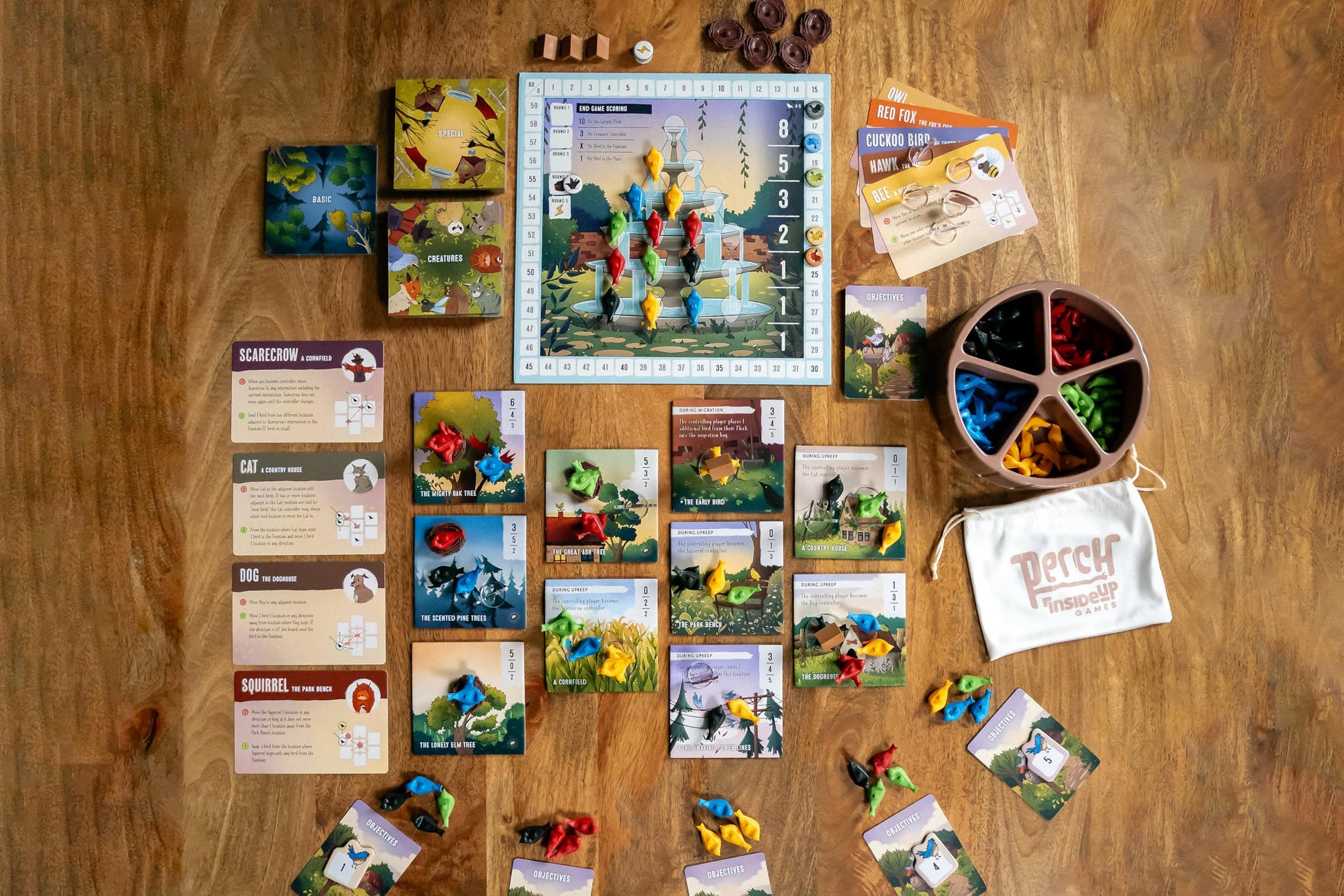 Inside Up Games Perch | Fast-paced, Interactive Battle of The Birds |Area Control, Unique Bag Building with a Bold Table Presence| for 2 to 5 Players