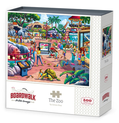 Boardwalk The Zoo 500 Piece Jigsaw Puzzle Fun Family Animal Puzzles with Premium Box, Gift for Adults and Family 16"x20"