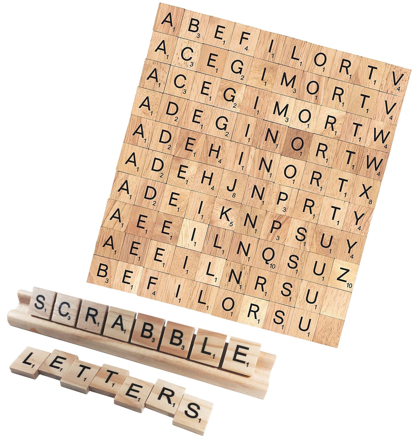 PERRIROCK 500 Pcs Wood Scrabble Tiles - Scrabble Letters - 5 Complete Sets - Wood Tiles - Great for Crafts, Letter Tiles, Spelling by Clever Delights