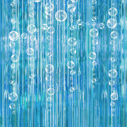 Decor365 Under The Sea Party Decorations Bubble Garland Backdrop Mermaid Birthday Party Decorations Ocean Theme Streamers Foil Fringe Curtain Pool