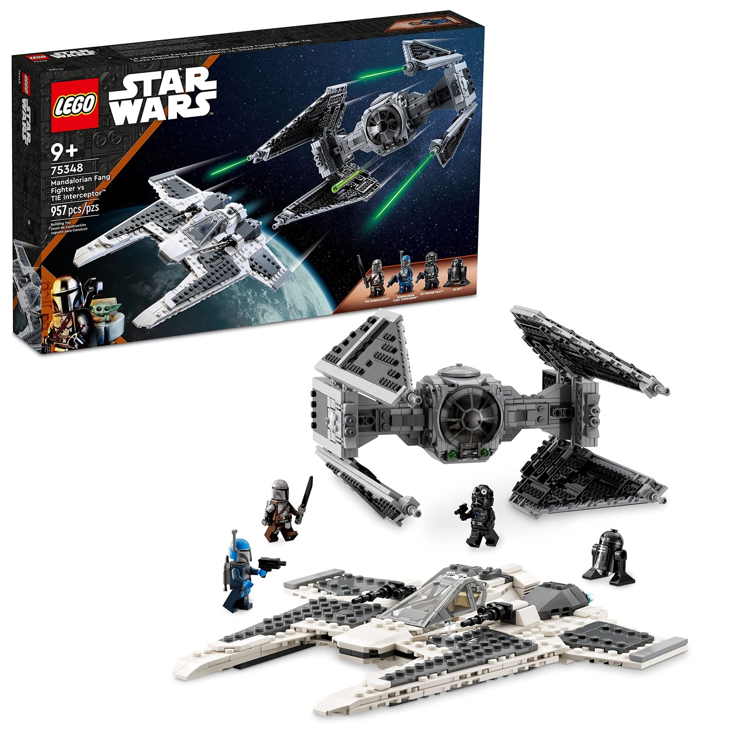 LEGO Star Wars Mandalorian Fang Fighter vs. TIE Interceptor 75348 Building Toy Set, Perfect Star Wars Gift for Fans Aged 9 and Up; with 3 Characters