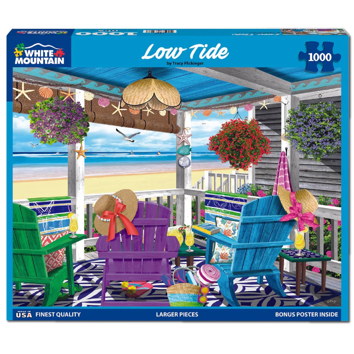 White Mountain 1000 Piece Jigsaw Puzzle Scenic Summer Beach, Low Tide