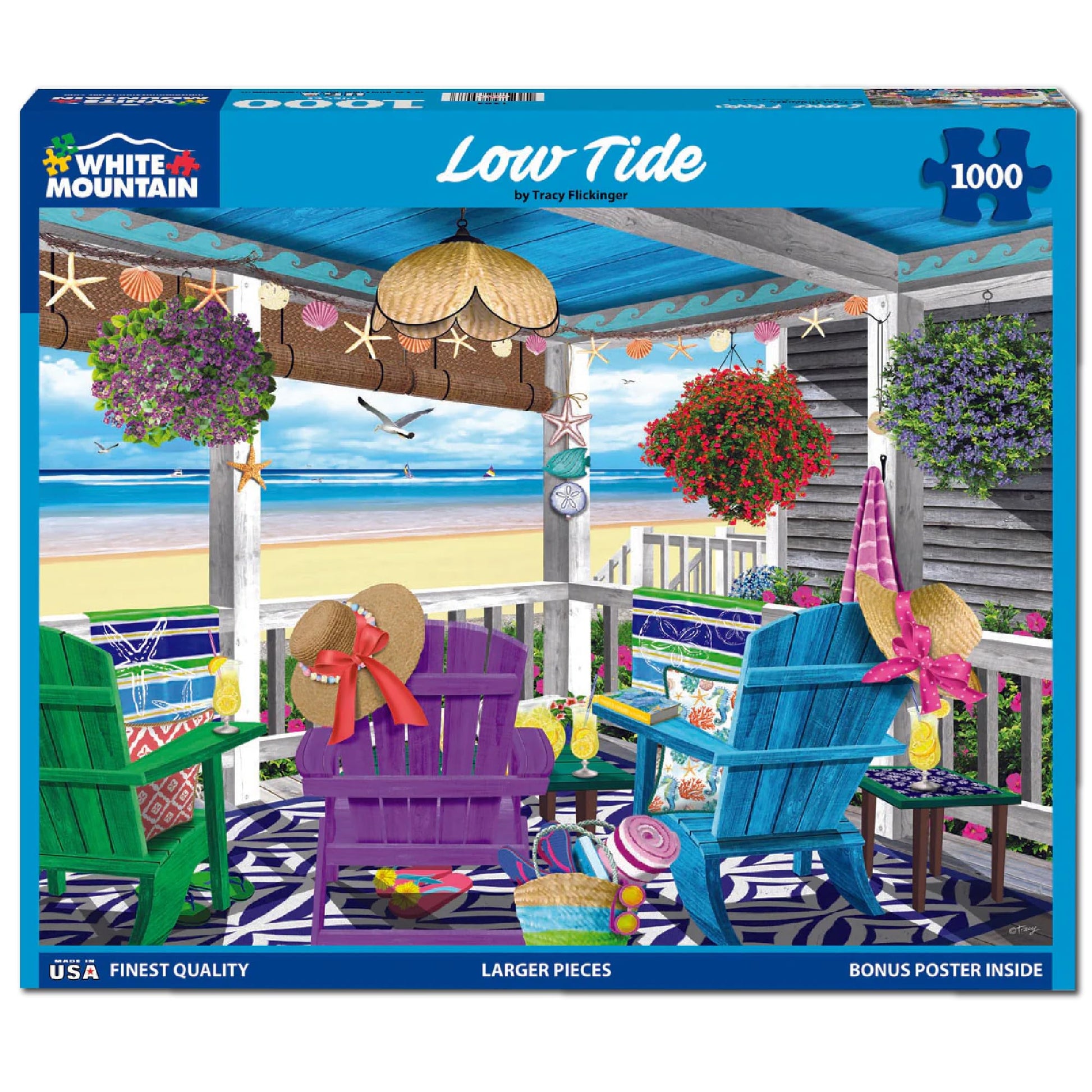 White Mountain 1000 Piece Jigsaw Puzzle Scenic Summer Beach, Low Tide