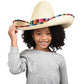 GiftExpress Mexican Sombrero Hat Child Size with Serape Trim, Straw Sombrero for Cinco de Mayo, Mexican Party and Fiesta