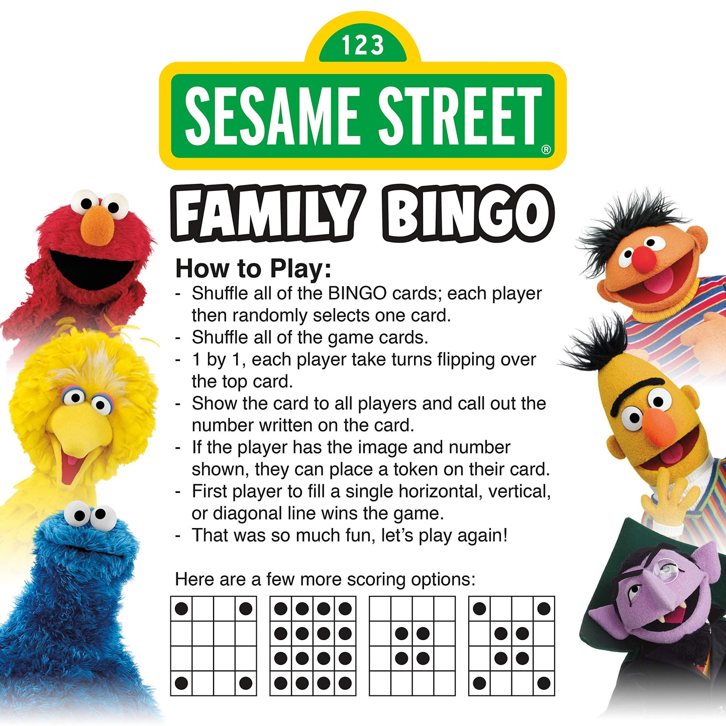 Aquarius Sesame Street Family Bingo Game - Fun Family Party Game for Kids, Teens & Adults - Entertaining Game Night Gift - Officially Licensed