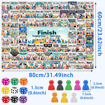 YAMMI Drinking Games for Adults, 79 Game Squares Wild Challenges with Reusable Waterproof Rubber Mat Board Game, 31.5×23.7IN for 2-8 Players at