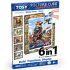 TOSY Picture Cube Wacky Dinos: 6-in-1 Magnetic Picture Puzzle, 80 Blocks,480 Puzzle Faces, 0.6in, B022, Seamless UV Art, Display-Ready Frame