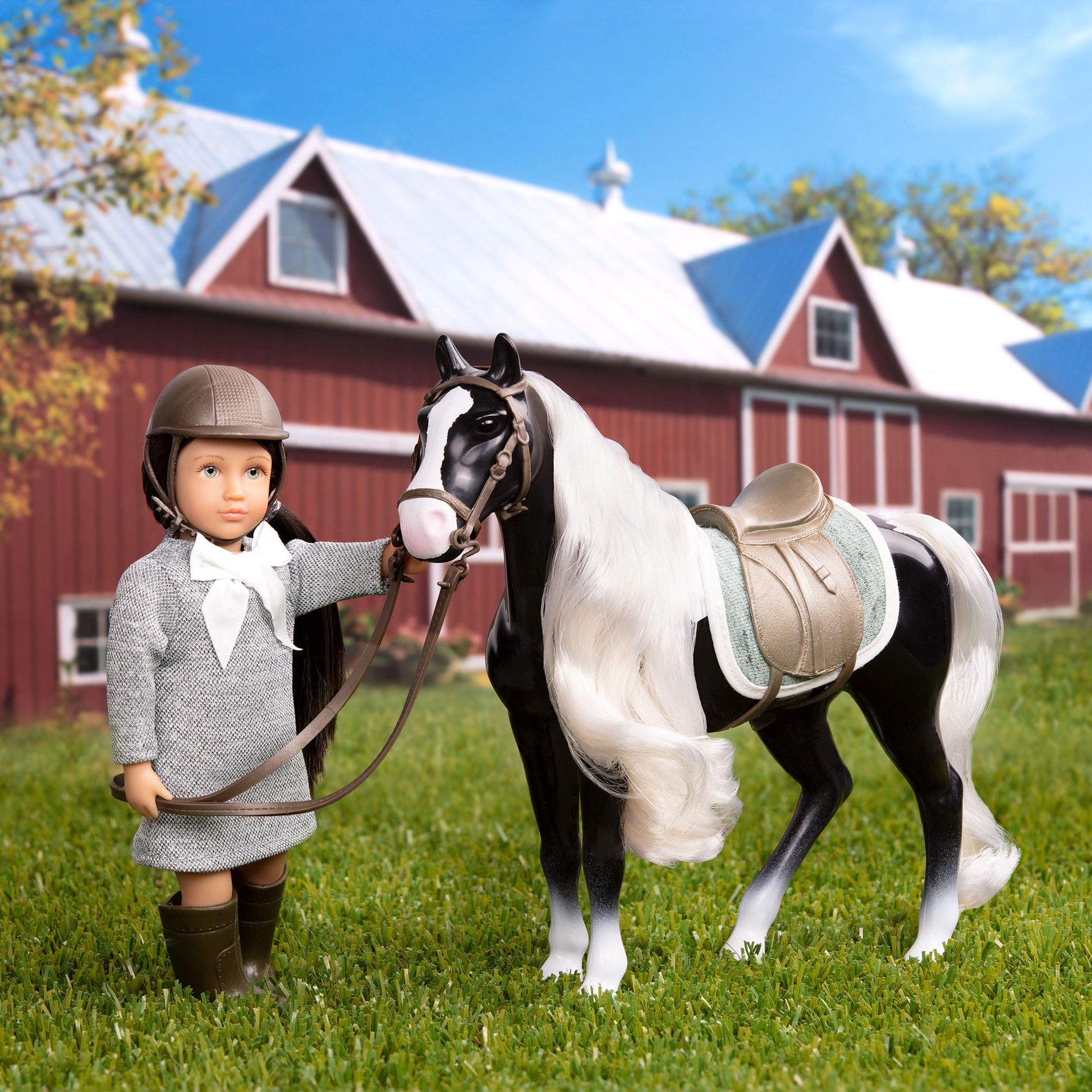 Lori - Mini Doll & Toy Horse - Small 6-Inch Doll & Gypsy Vanner Horse - Set with Clothes, Animal & Accessories - Playset for Kids - Ansley & Arabel