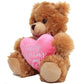 Plushland Mocha Bear, Holding a Heart in Pink Printed Happy Mother’s Day Message (Mocha)