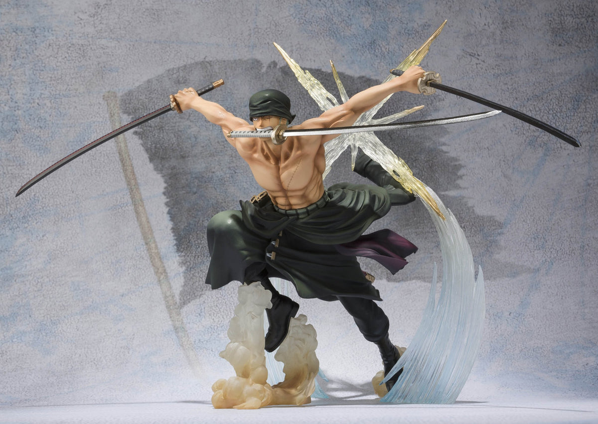 TAMASHII NATIONS Bandai Figuarts Zero Roronoa Zoro Battle Version Rengoku Onigiri Action Figure