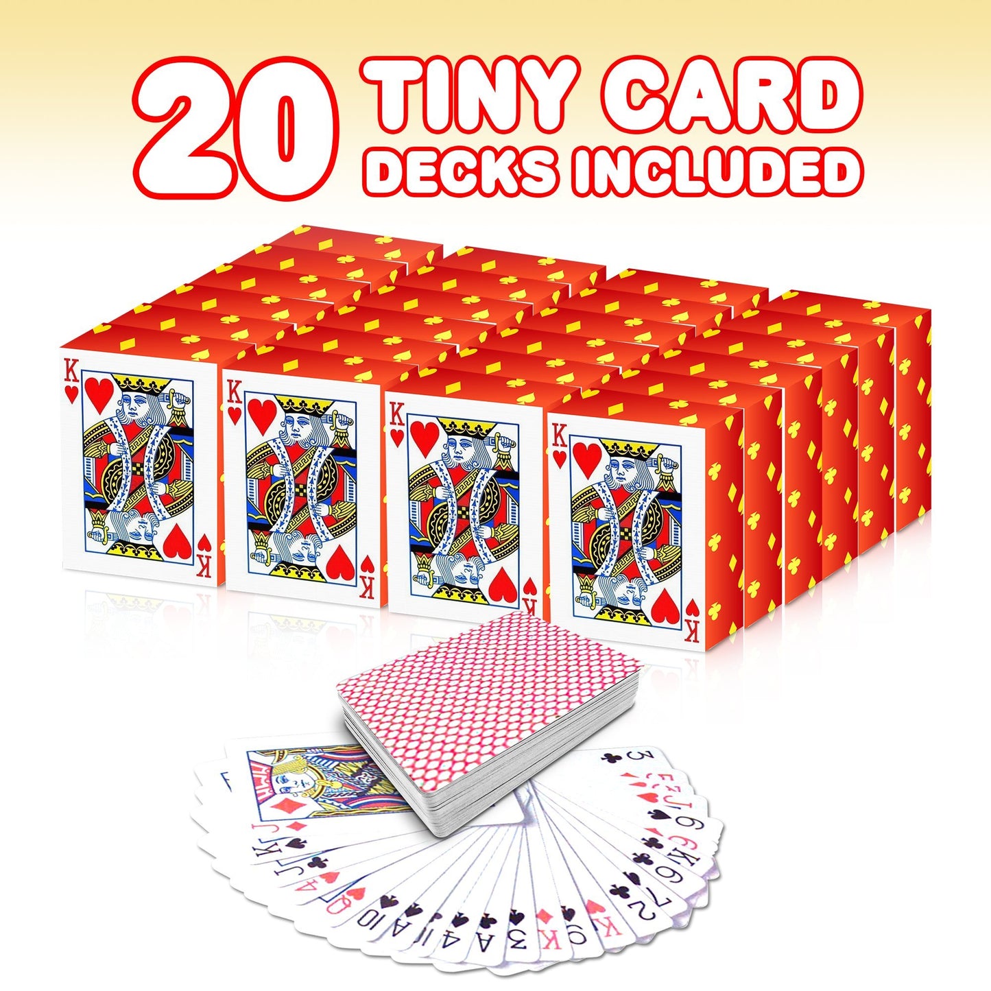 Gamie Pack of 20 Mini Playing Cards - Poker Mini Card Deck - Miniature 1.5 Inch Card Set - Small Casino Game Cards for Kids, and Adults - Great