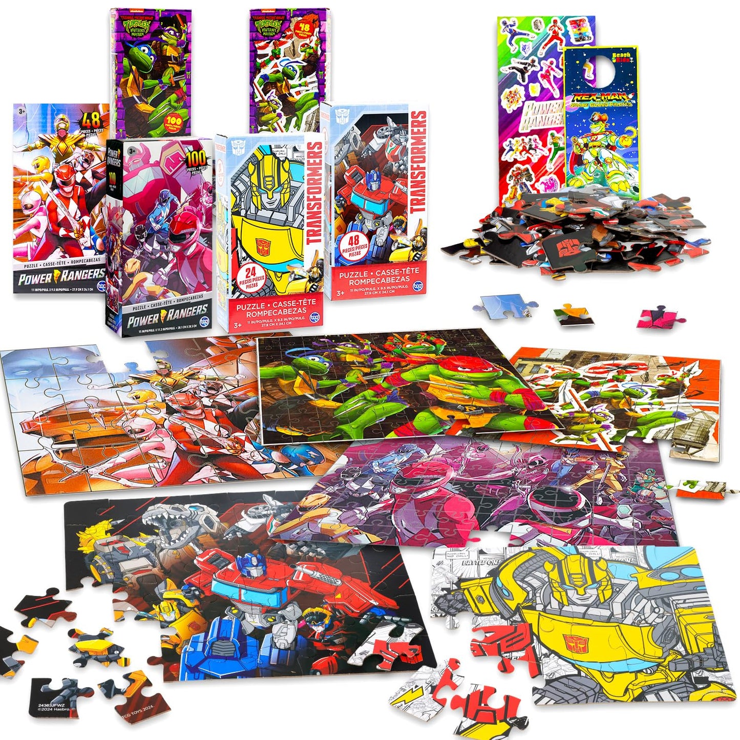 6 Pack Transformers, TMNT, Power Rangers Jigsaw Puzzles Bundle