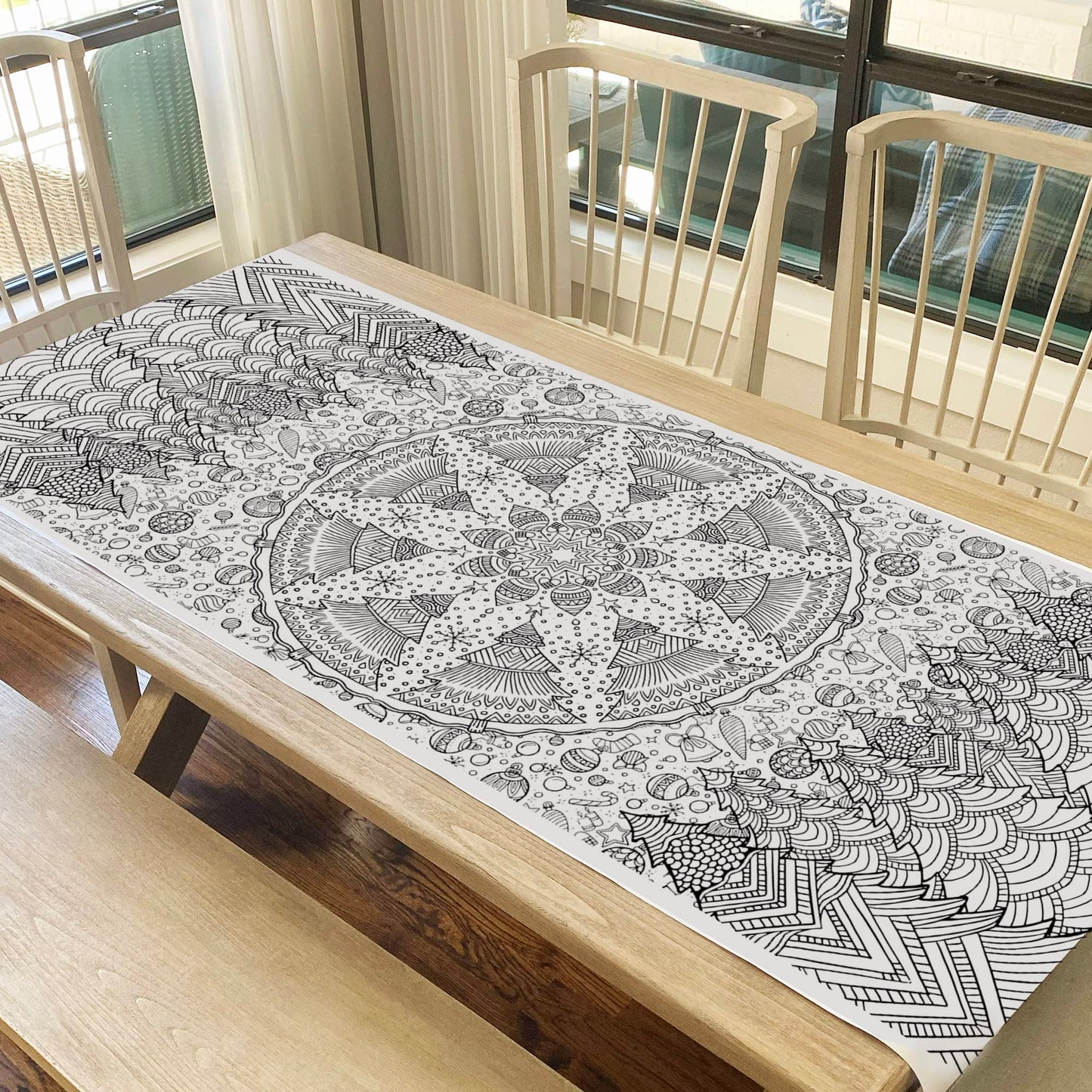 Tiny Expressions - Jumbo Christmas Mandala Coloring Poster - Rolled, No Creases 72" x 30" Coloring Paper for Teens or Adults - Giant Wall Art Craft