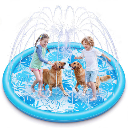 SLOOSH Splash Pad Sprinkler Mat - 6ft Tropical Leaves Outdoor Water Play Toys for Kids Dogs, Backyard Party in Summer Decor Outside Water Games