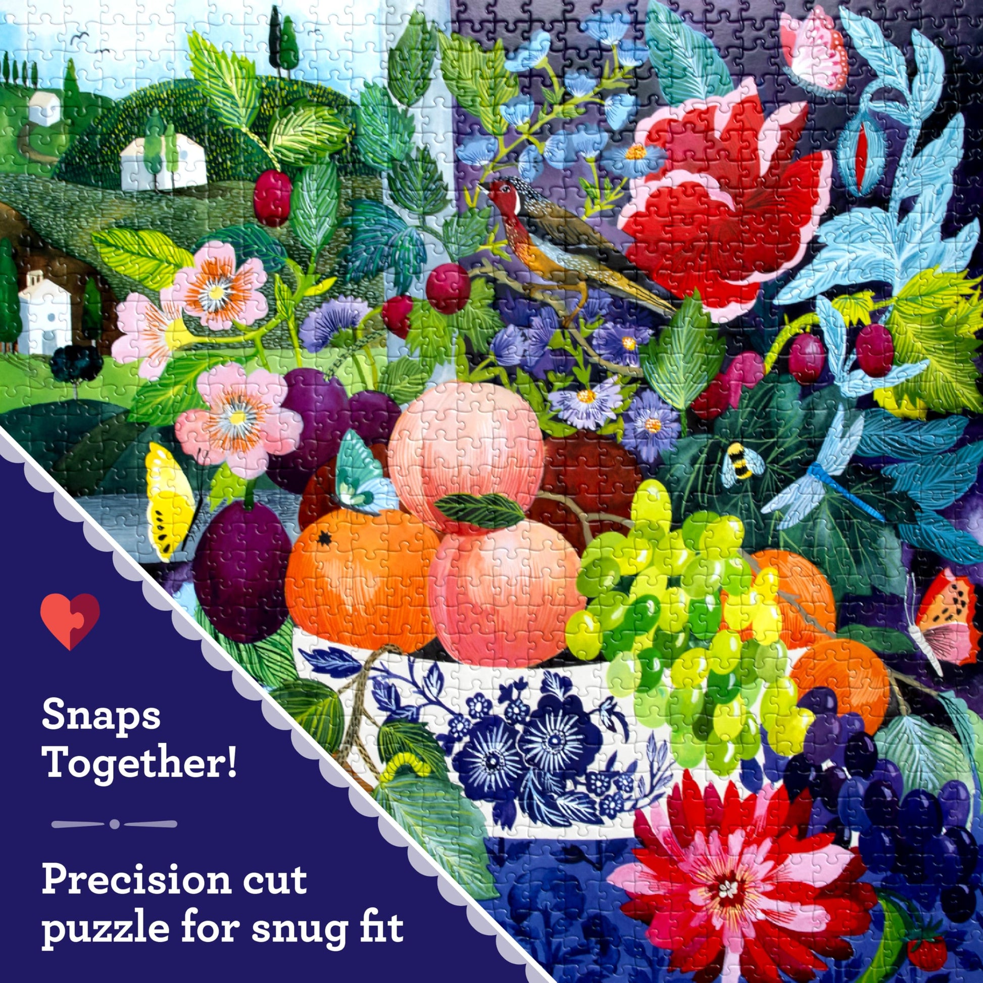 eeBoo Stone Fruit Still Life 1000 Piece Square Jigsaw Puzzle, 23" x 23"