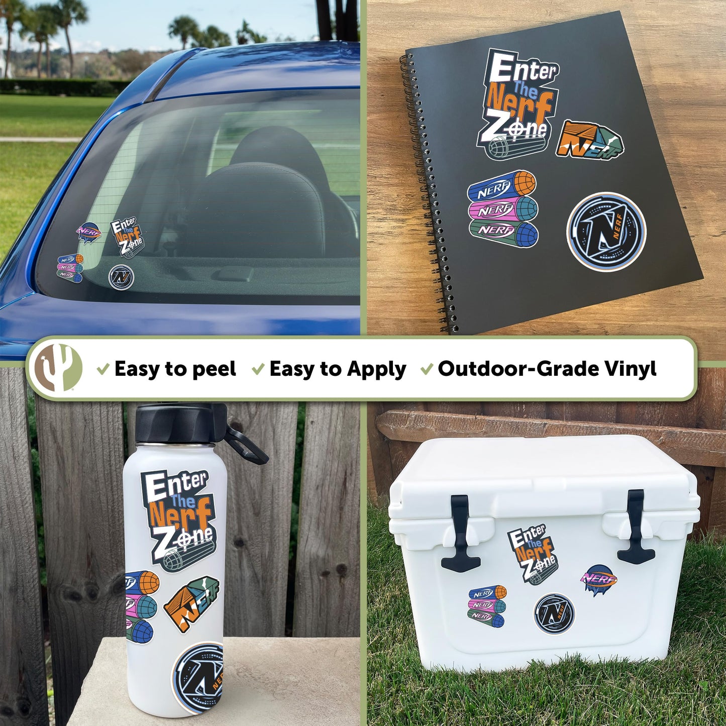 Desert Cactus Nerf Sticker - 8 Sticker Vinyl Decal Laptop Water Bottle Car Scrapbook Decorations Birthday Favor Party Supplies (2-6)