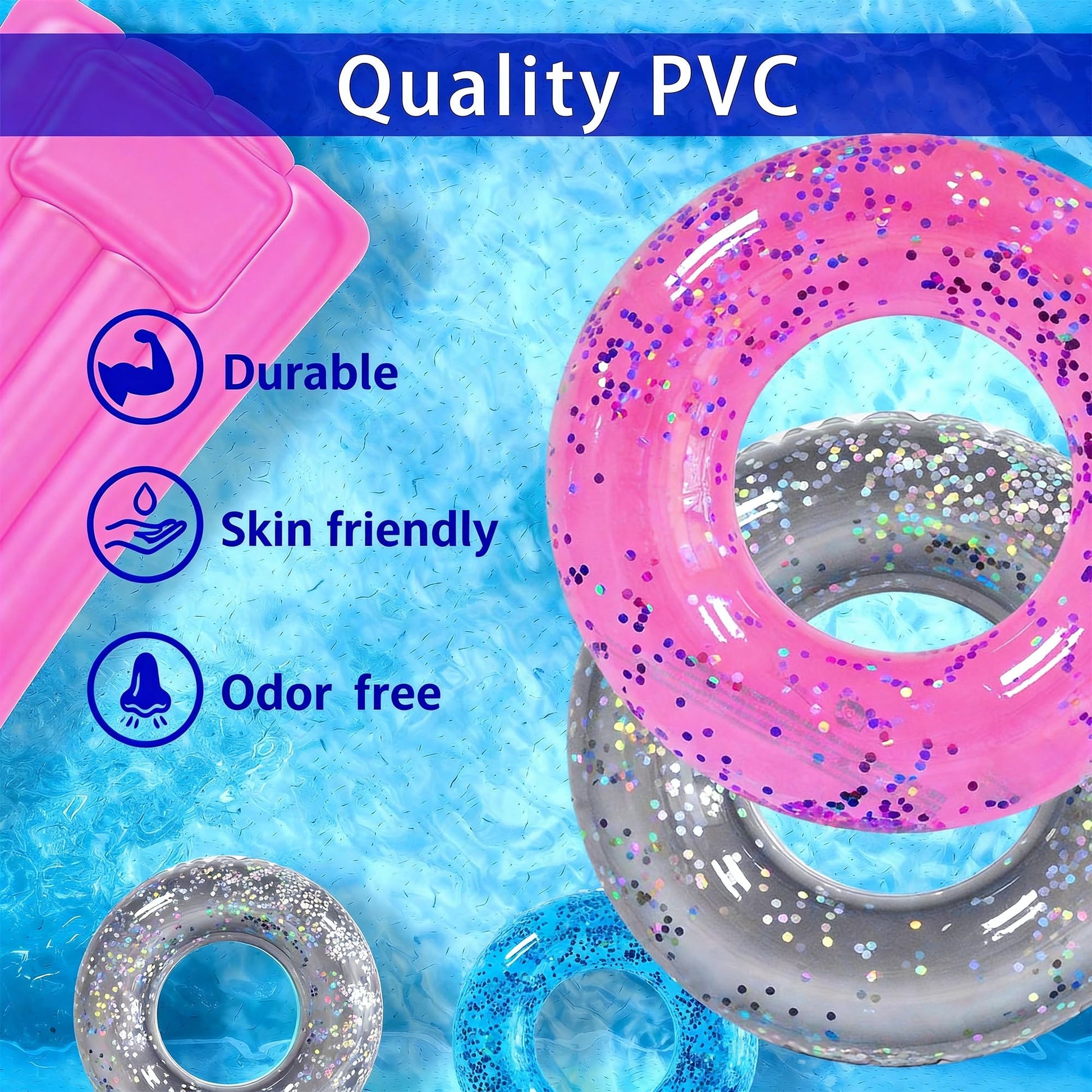 Pool Floats Kids 3 Pack, Inflatable Swim Rings for Kids Pool Tubes Toys, Pool Floats Ring Toys, Summer Beach Swimming Pool Floats Party Supplies +