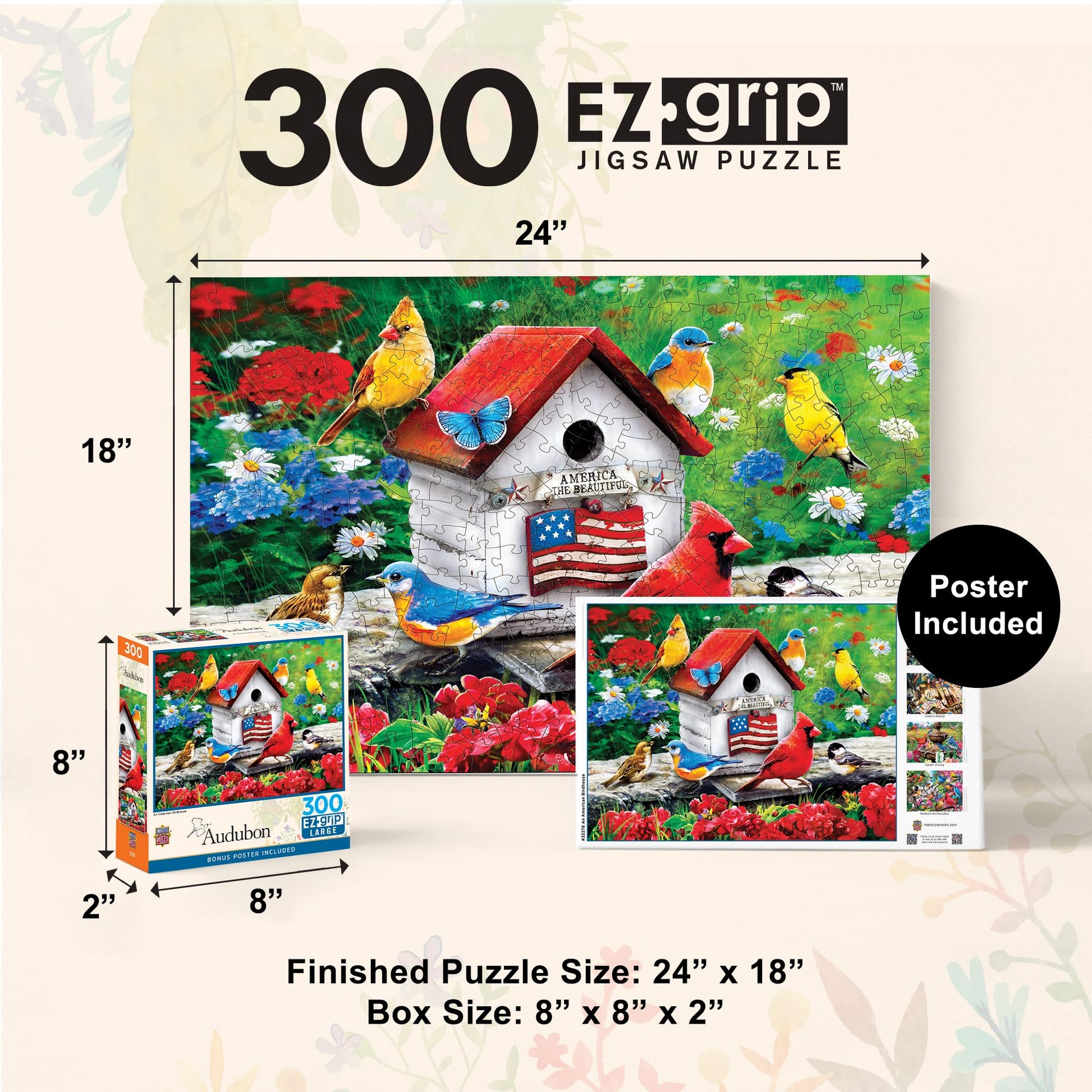 MasterPieces 300 Piece EZ Grip Jigsaw Puzzle - An American Birdhouse - 18"x24"