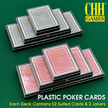 CHH Royal 100% Plastic Standard Poker Size Playing Cards - 3.5" x 2.5" with Protective Cases - Durable and Washable - Professional Casino Size - 12