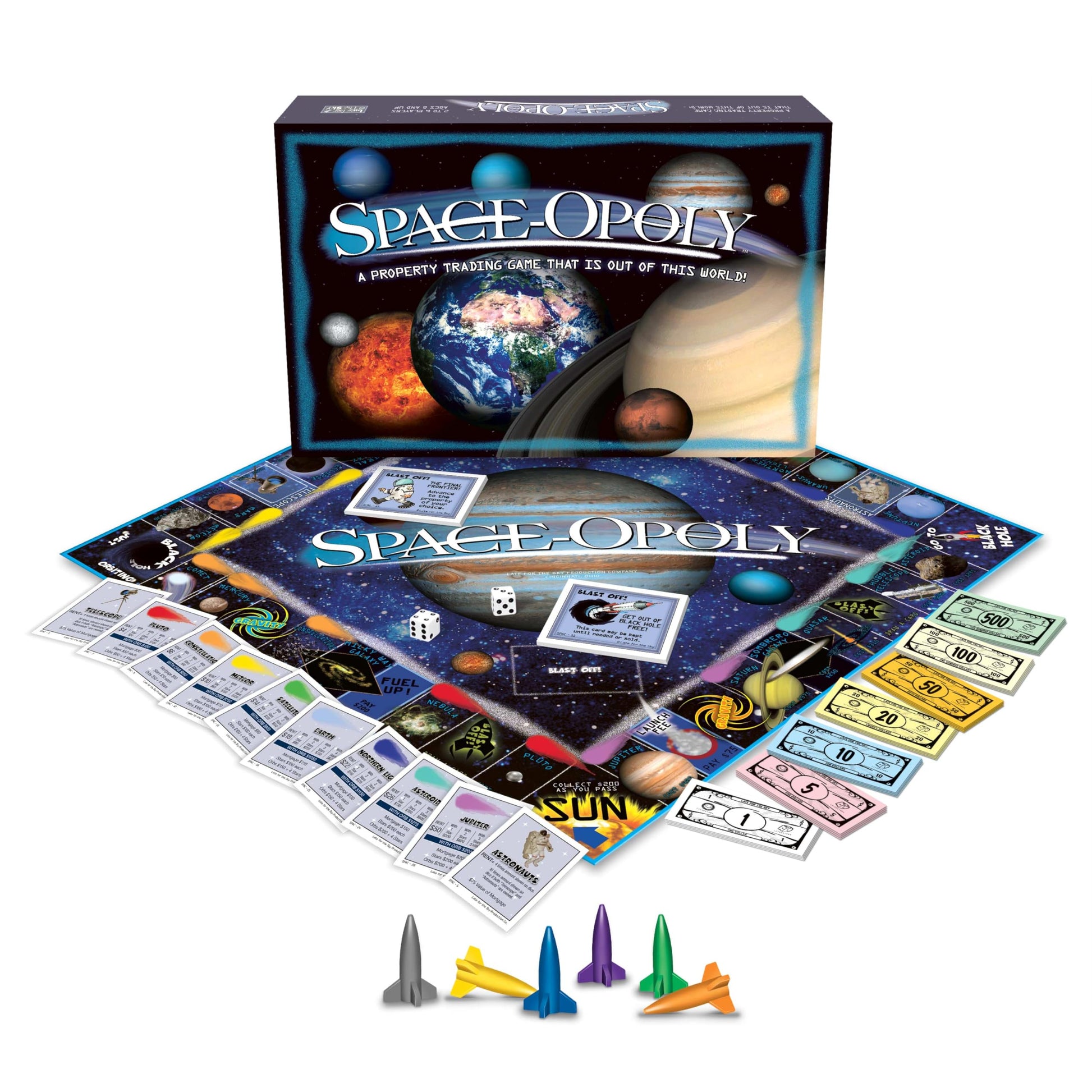 Late for The Sky Space-Opoly Space Adventure Board Game for Families, 2-6 Players, Ages 8+, Strategy Party Game with Astronomy Facts and Quick Play