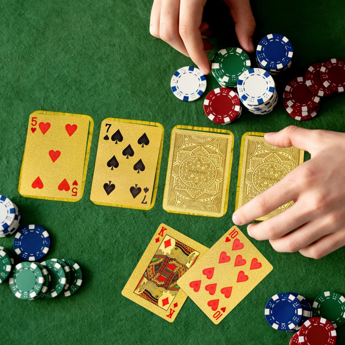 Gold Playing Cards, Plastic Playing Cards Waterproof, Deck of Cards, Standard Playing Card for Adults, Cool Premium Poker Card Set for Family Game