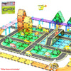 PicassoTiles Magnetic Building Tiles Car Track Magnet Vehicle Adventure Theme Printed Street Road Runway Speedway Highway Block Construction Expansion