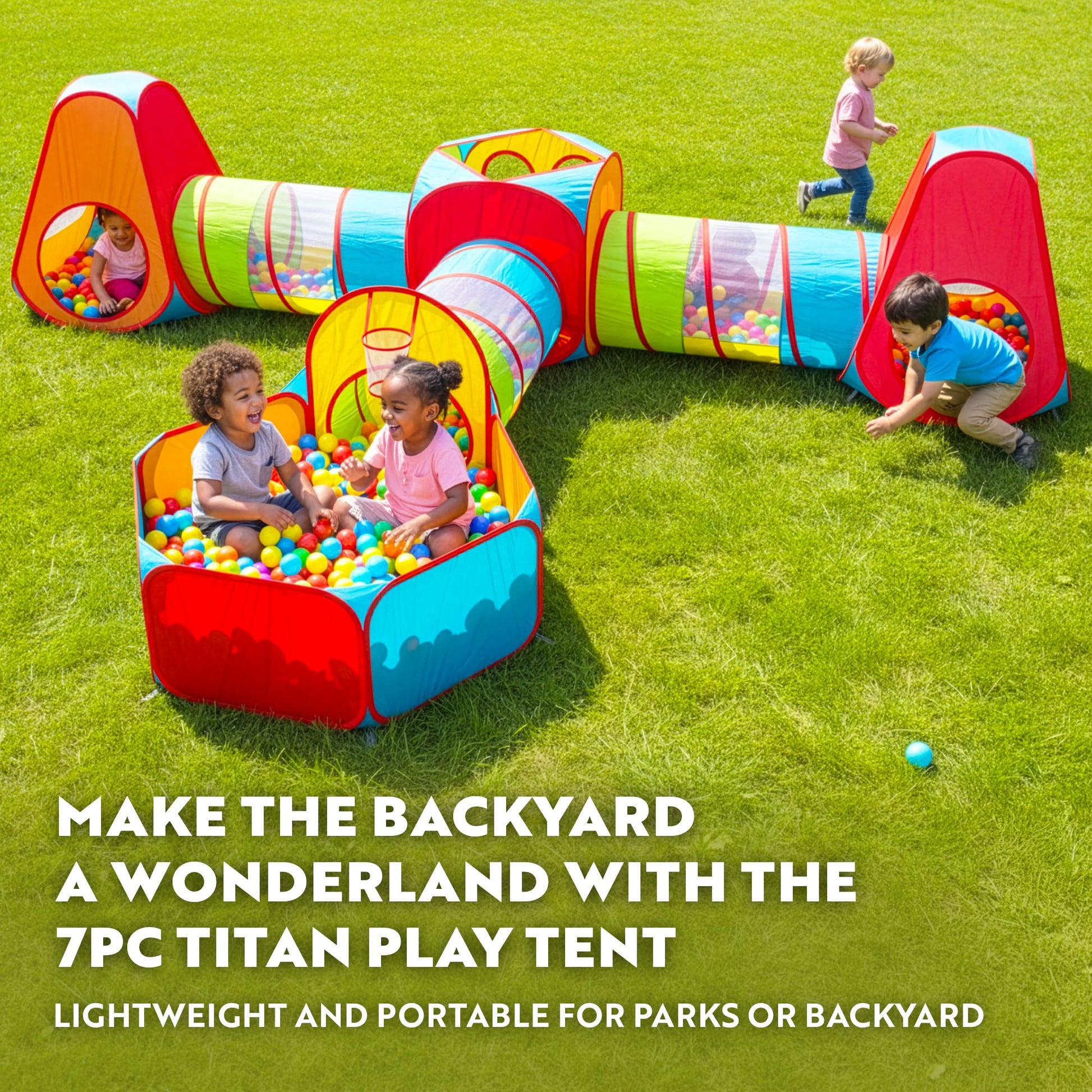 Playz 7pc Kids pop up Play Tent, Crawl Tunnel & Ball Pit for Toddlers