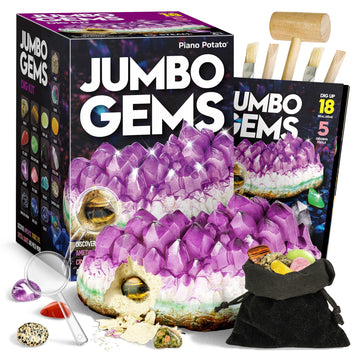 Jumbo Gemstone Dig Kit - Amethyst Excavation Science Toy for Kids Age 6-8+