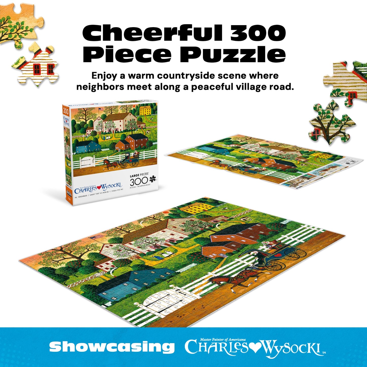 Buffalo Games - Charles Wysocki Hi Neighbor - 300 Large Piece Puzzle Adults