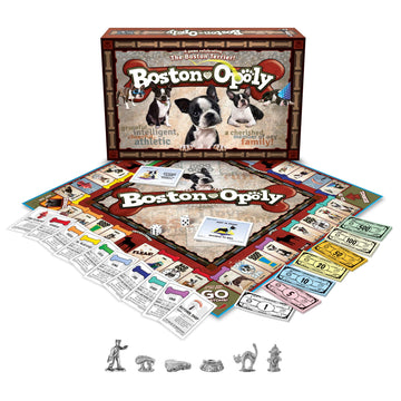 Late for The Sky Boston Terrier-Opoly Board Game for Dog Lovers, Family Strategy and Party Fun, 2-6 Players, Ages 8+, Collectible Tokens, Property