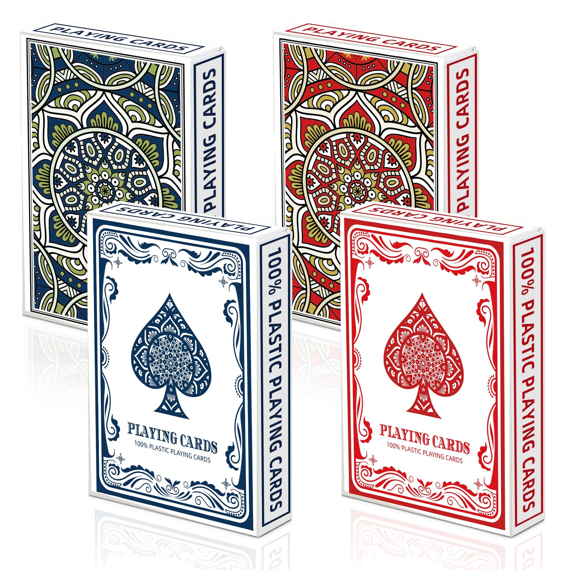 Metsyth Plastic Playing Cards 2 Pack Waterproof Poker Card,Jumbo Large Print Playing Cards for Adults Seniors,2 Decks of Cards Set Poker Size Cards