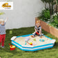 Qaba Kids Sandbox with 4 Corner Seats Bottom Liner 52" x 52" x 6" Blue