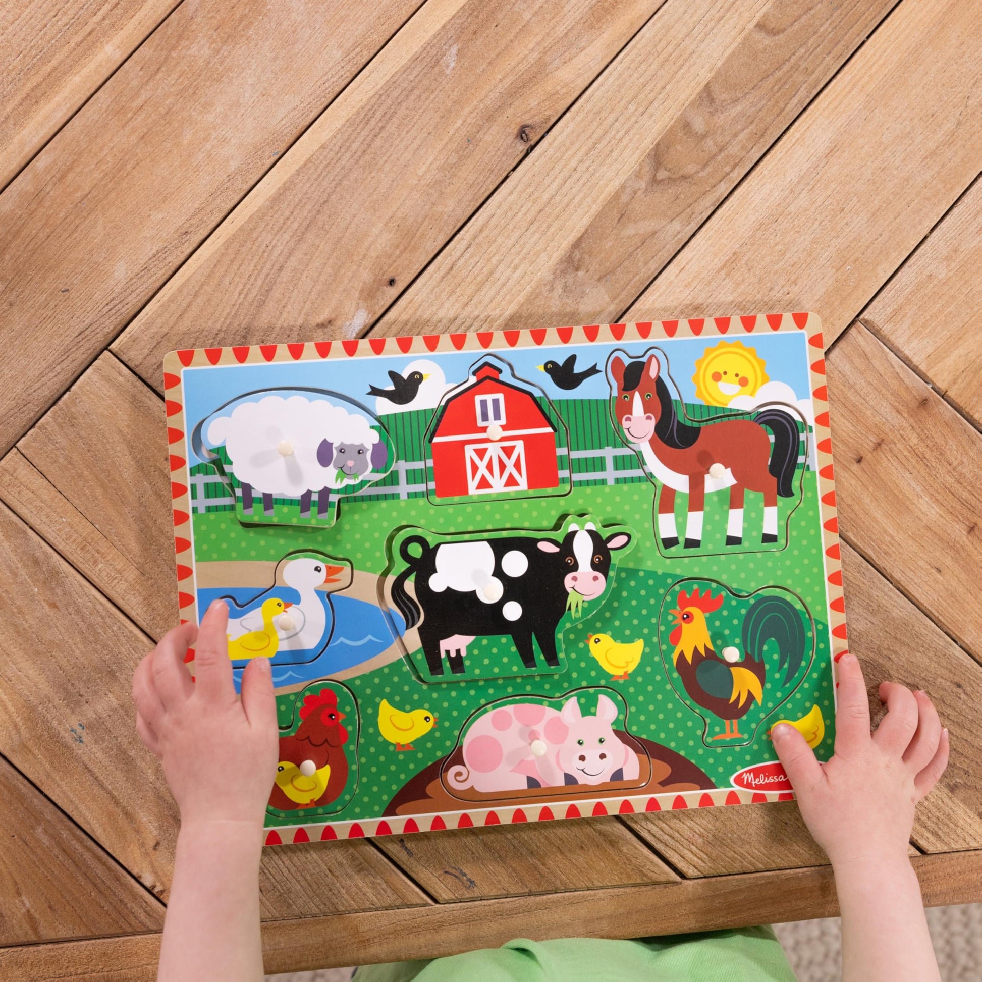 Melissa & Doug Farm Wooden Peg Puzzle (8 pcs)