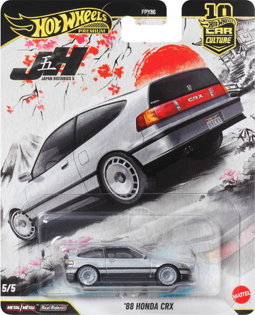 Hot Wheels Car Culture Premium 1:64 Scale Die-Cast Toy ’88 Honda CRX with Real Riders Tires & Metal/Metal Body & Chassis, First-Appearance