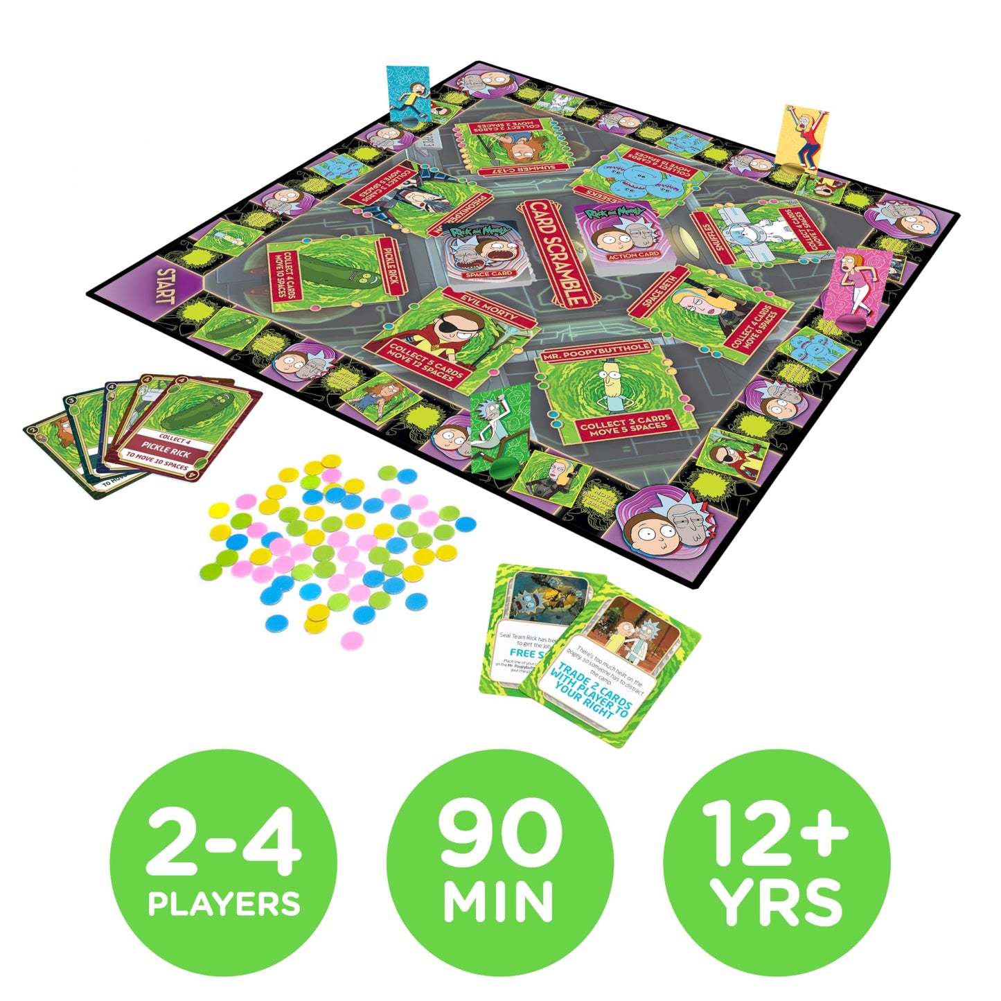 AQUARIUS Rick & Morty Card Scramble Board Game - Fun Family Party Game for Kids, Teens & Adults - Entertaining Game Night Gift - Officially Licensed