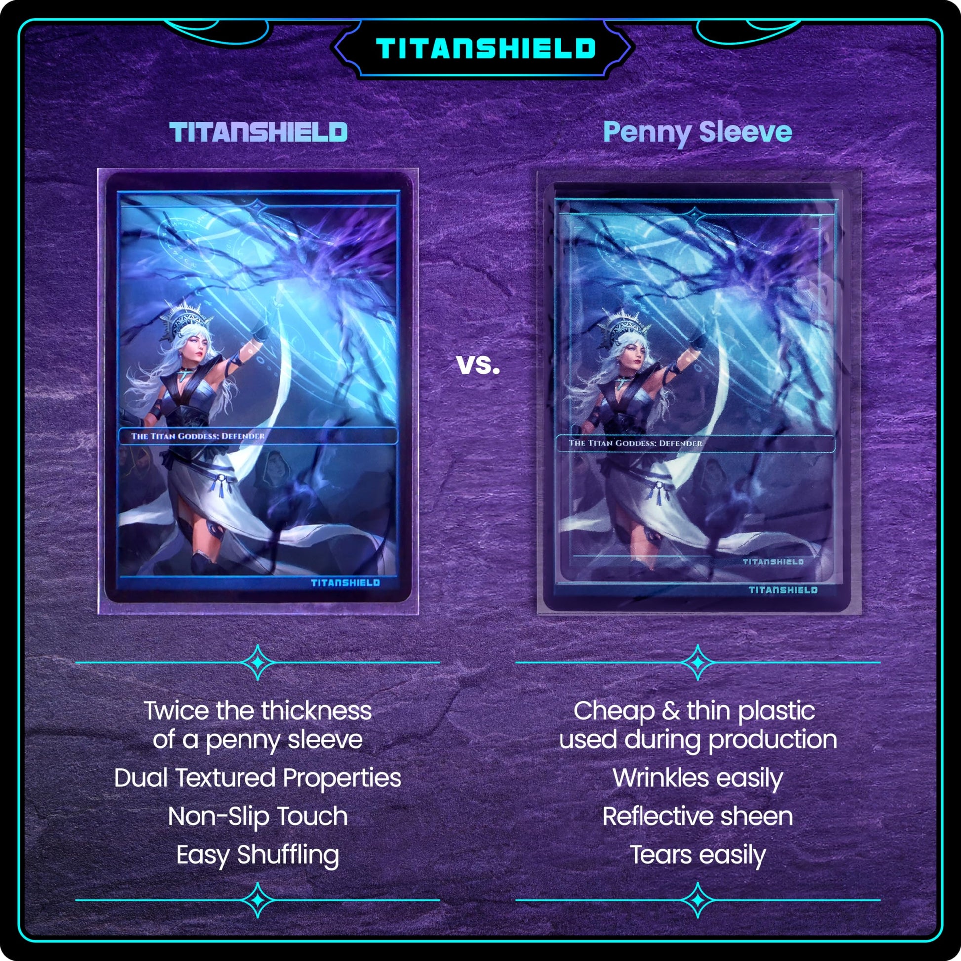 TitanShield Premium Card Sleeves | Compatible with Pokemon, One Piece, Lorcana, Flesh & Blood, & Magic The Gathering MTG | (150 Sleeves - Standard)