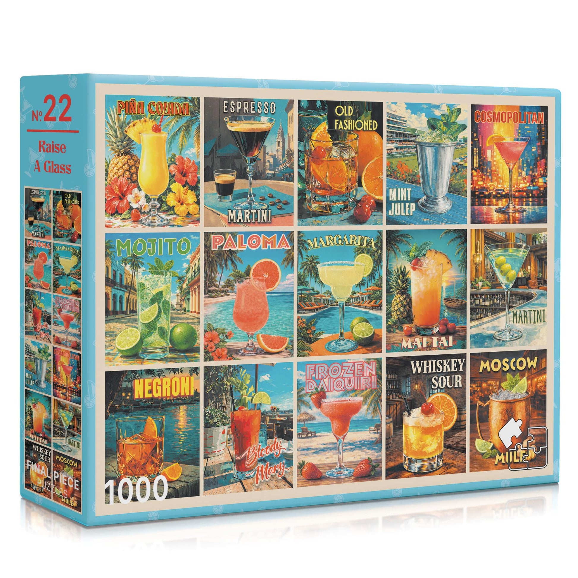 Raise A Glass (No. 22) - 1000 Piece Drinks Jigsaw Puzzle for Adults | Printed in USA | Satin Low-Glare Finish | Random Ribbon Cut | Bonus Poster |