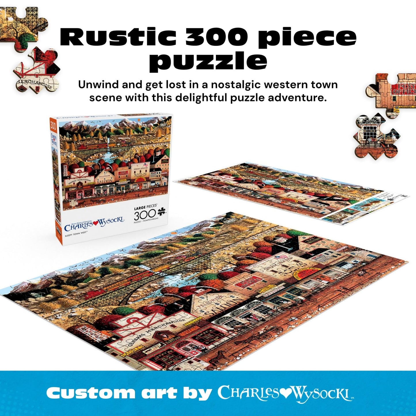 Buffalo Games - Charles Wysocki - Sleepy Town West - 300 Large Piece Puzzle