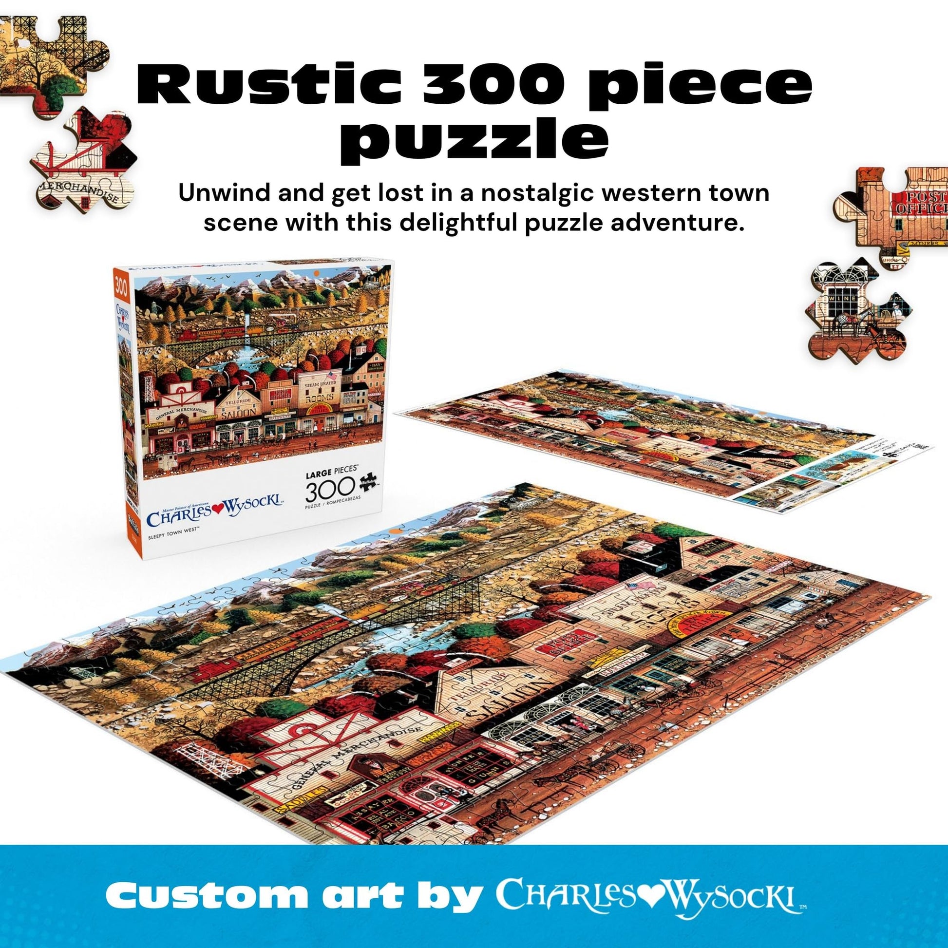 Buffalo Games - Charles Wysocki - Sleepy Town West - 300 Large Piece Puzzle