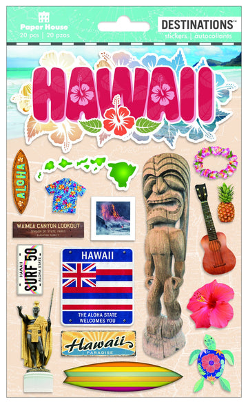 Paper House Productions STDM-2010E Travel Hawaii 2D Stickers, 3 Pack