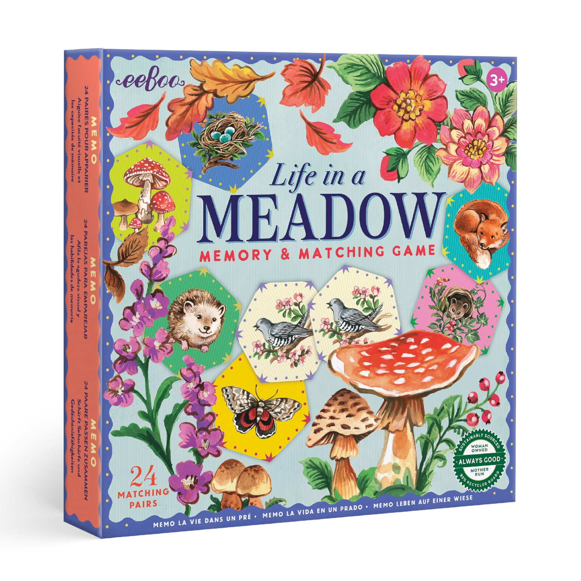 eeBoo Life in a Meadow Memory & Matching Game, Ages 3+, 1-4 Players