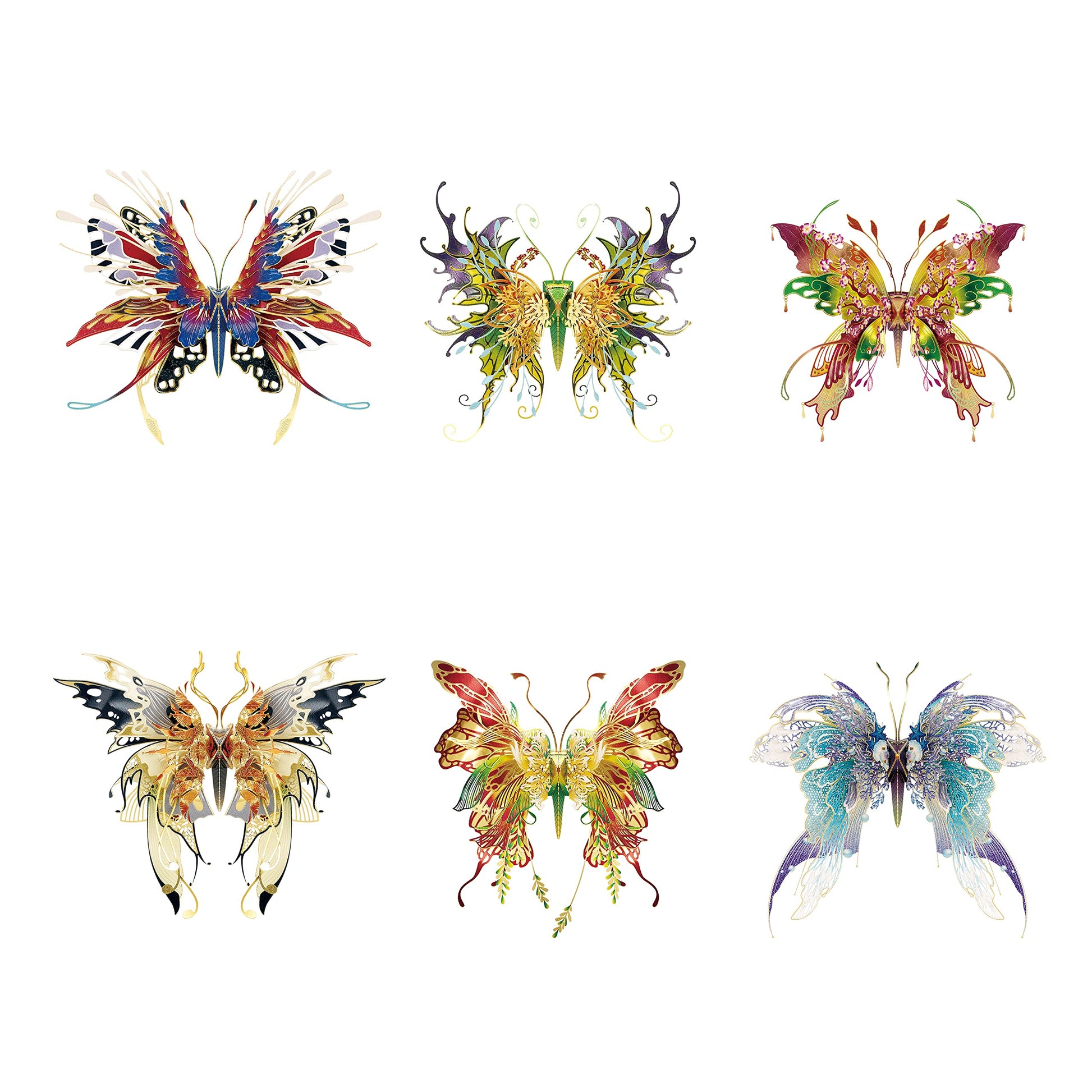 Microworld 3D Metal Puzzle, 6 Styles Wish Butterfly Metal Model Kit, Family Blessing Lucky Symbol Home Decor Collection DIY Metal Earth Brain Teaser