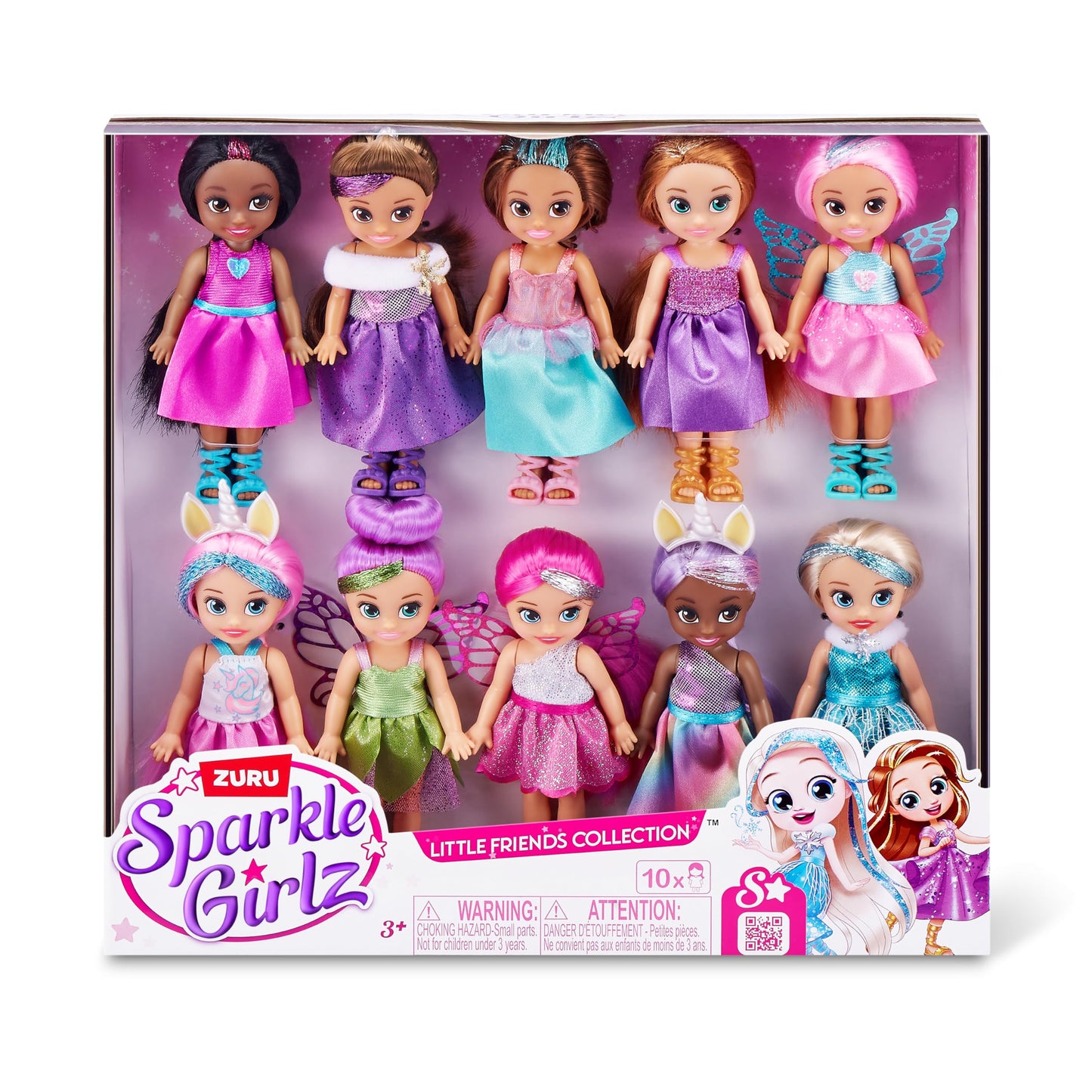 Sparkle Girlz-Dolls-4.7"-Fantasy Little Friend Collection Set of 10 by ZURU, Perfect Girls for Kids 3 Years Old and Up