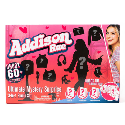 Addison Rae Ultimate Mystery Surprise Doll Set; 60+ Surprises; Exclusive Doll and Fashions; Mystery Boxes Include Stage, Studio, Wardrobe Playsets