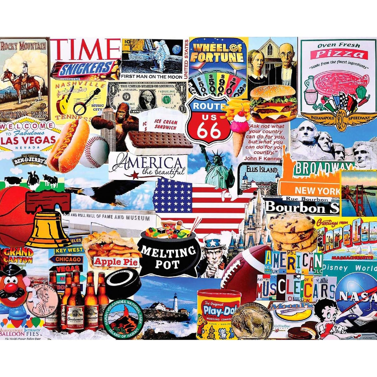 White Mountain 1000 Piece Jigsaw Puzzle Patriotic American, I Love America