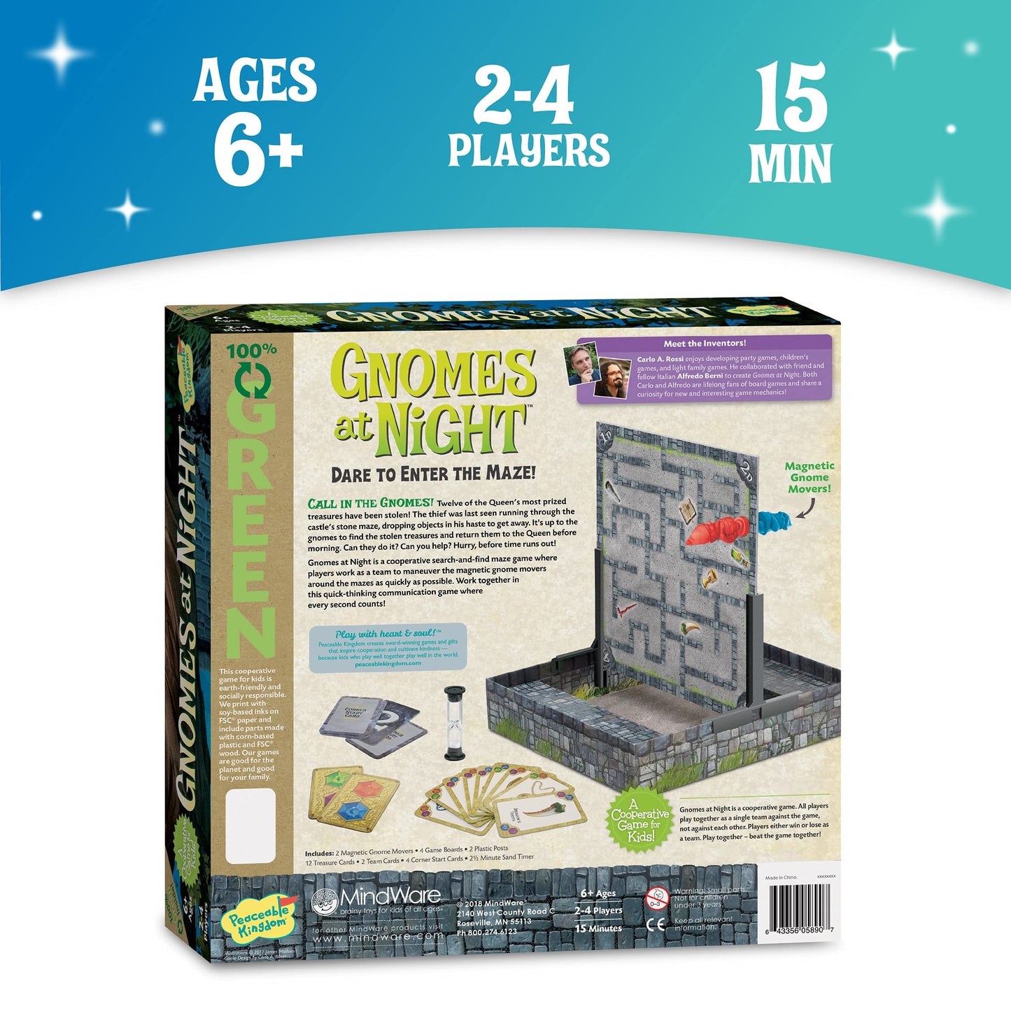 Peaceable Kingdom Gnomes at Night A Cooperative Maze Game for 2 to 4 Kids Ages 6+