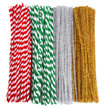 Livder 400 Pieces Christmas Pipe Cleaners Chenille Stem, Red Green Glitter DIY Art Crafts, 4 Colors
